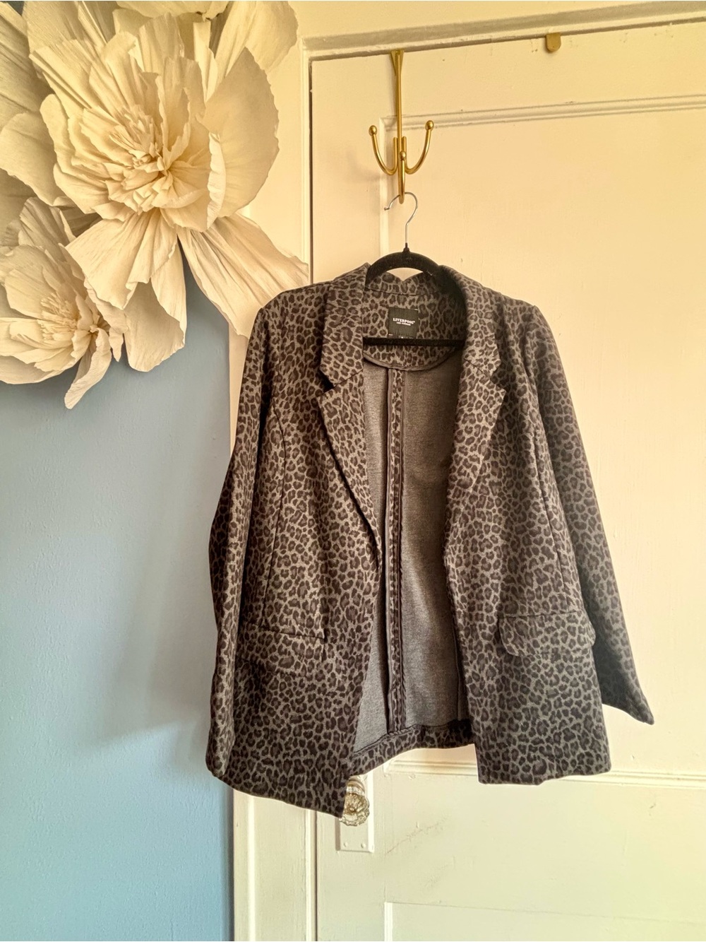 Liverpool Charcoal Leopard Print Blazer Jacket
